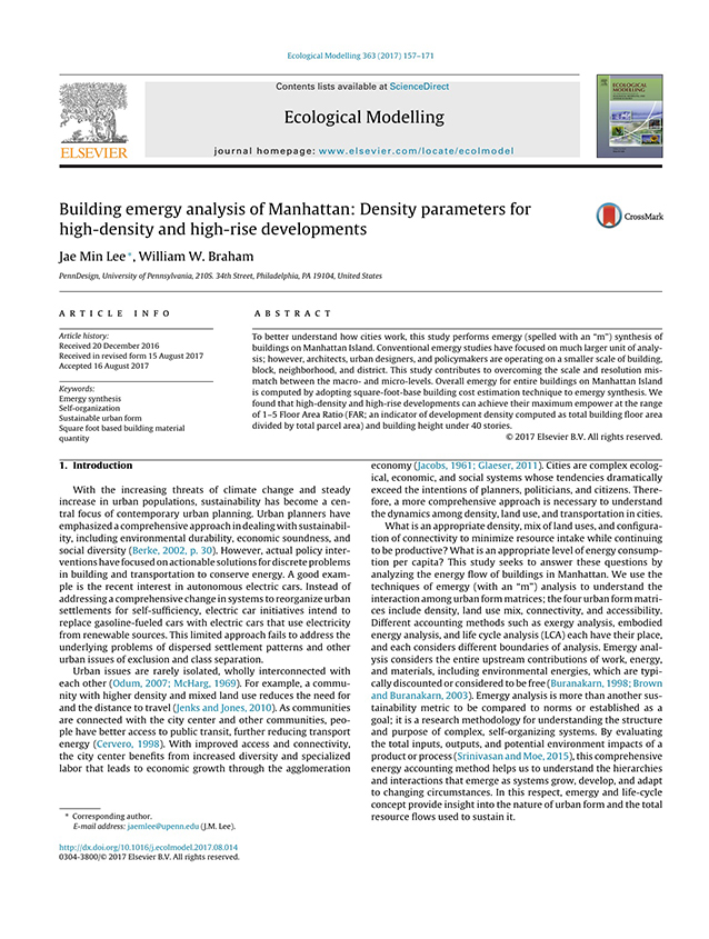 Building emergy analysis of Manhattan: Density parameters for high-density and high-rise developments 8